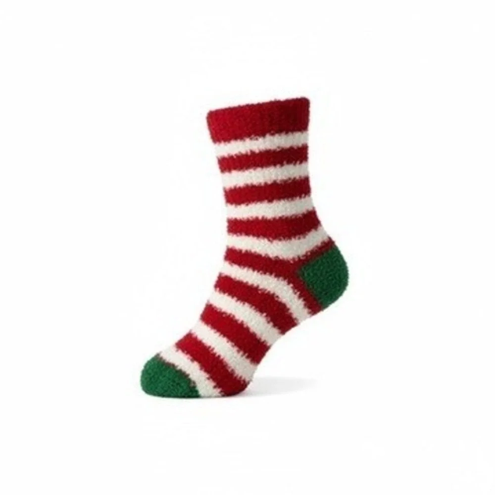 Christmas Heavy Fuzzy Soft Warm Novelty Socks 5pk Reindeer Santa 7-11 NEW‎